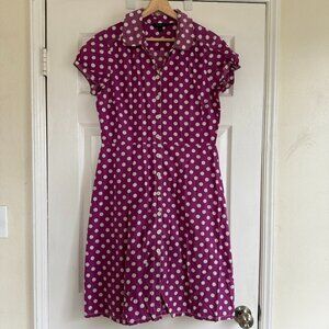 Boden Women's Purple Polka Dot Dress 14UK/12US Stitched Collar